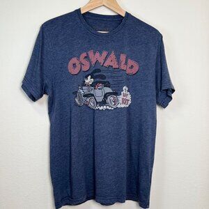 LUCKY BRAND Oswald Distressed Graphic Tee Heather Blue Mens Size Medium
